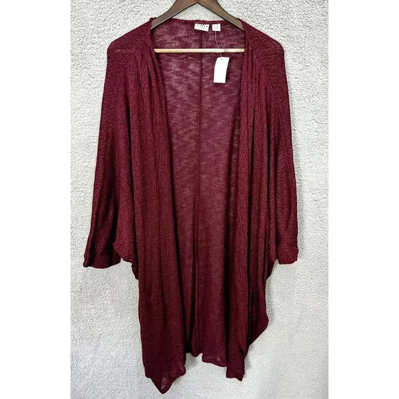 CATO duster cardigan womens 26W‎ burgundy lightweight open front cocoon lounge - Picture 1 of 6